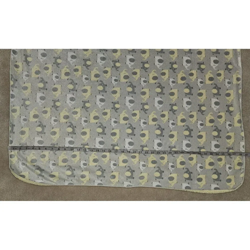 Just Born Gray Yellow White Elephant Fleece Baby Blanket 29x39